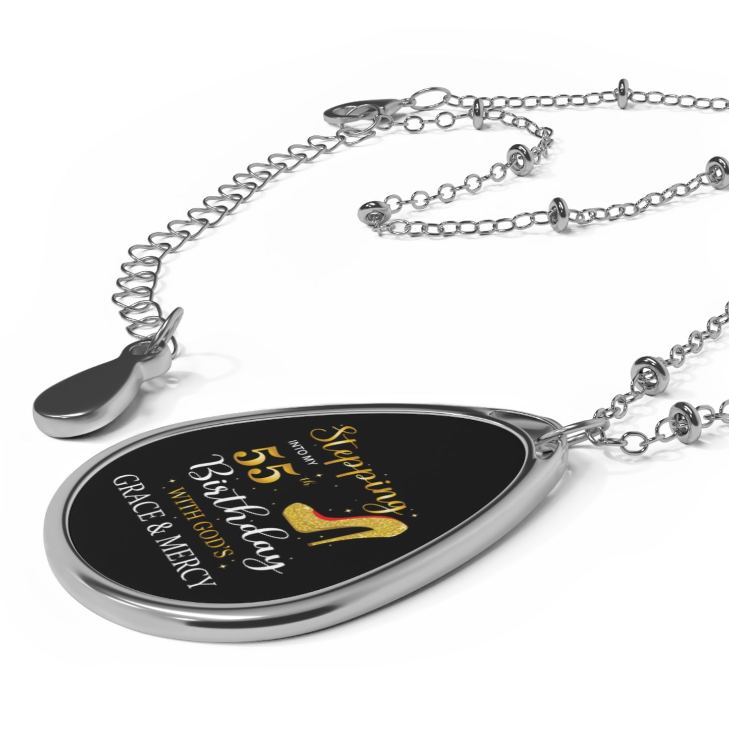 Stepping In To My 55th Birthday - Oval Necklace
