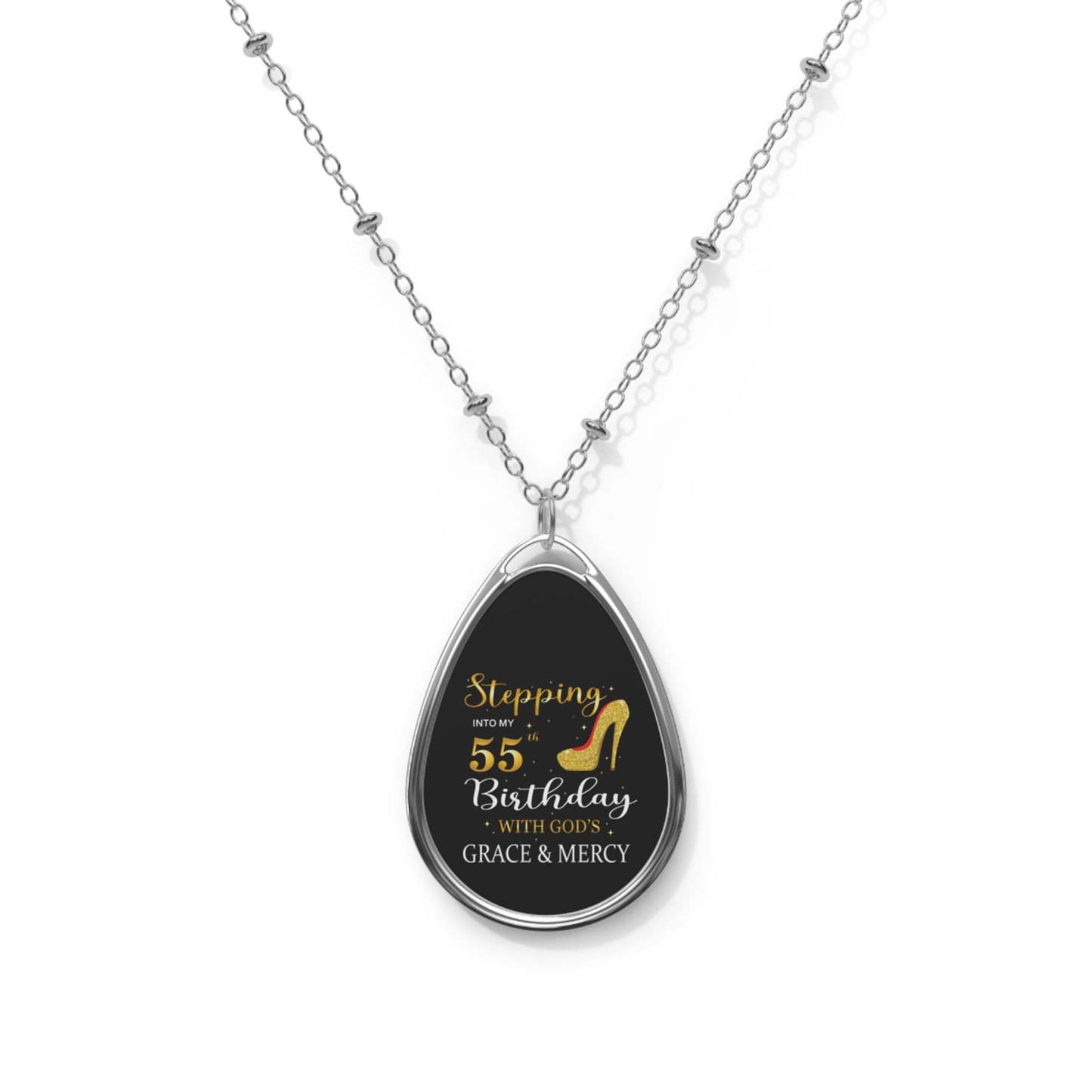 Stepping In To My 55th Birthday - Oval Necklace