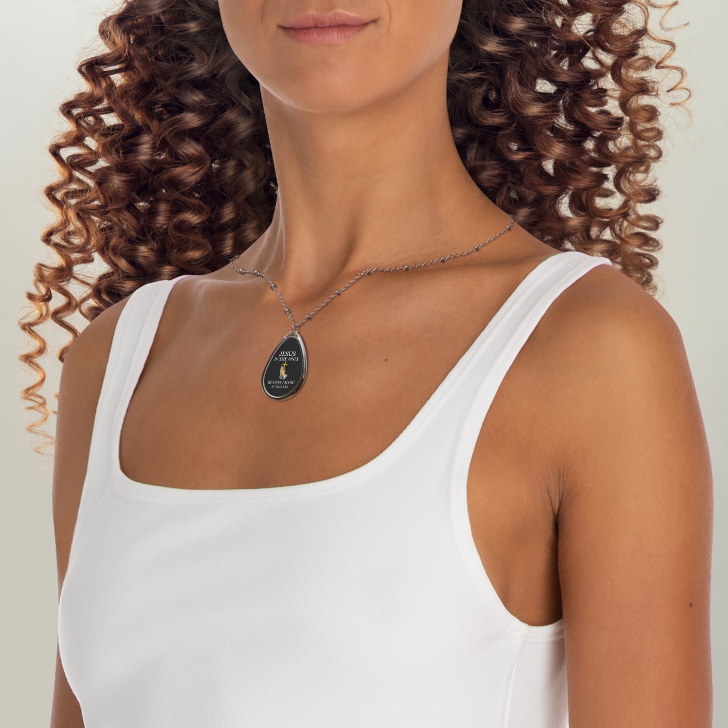 Faith-Inspired Oval Necklace, Inspirational Jewelry, Religious Gift, Spiritual Necklace, Christian Faith Pendant